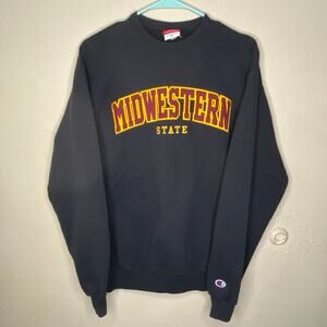 Vintage Black Champion Embroider MIDWESTERN STATE Size Medium